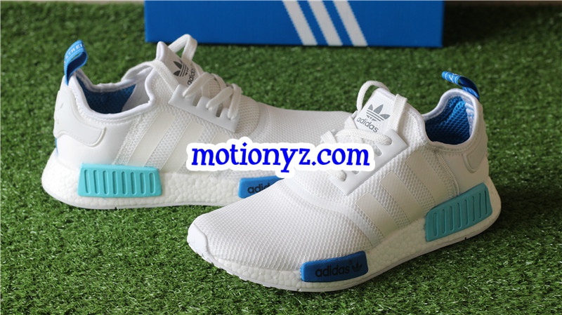 Real Boost Adidas NMD R1 White Blue Glow